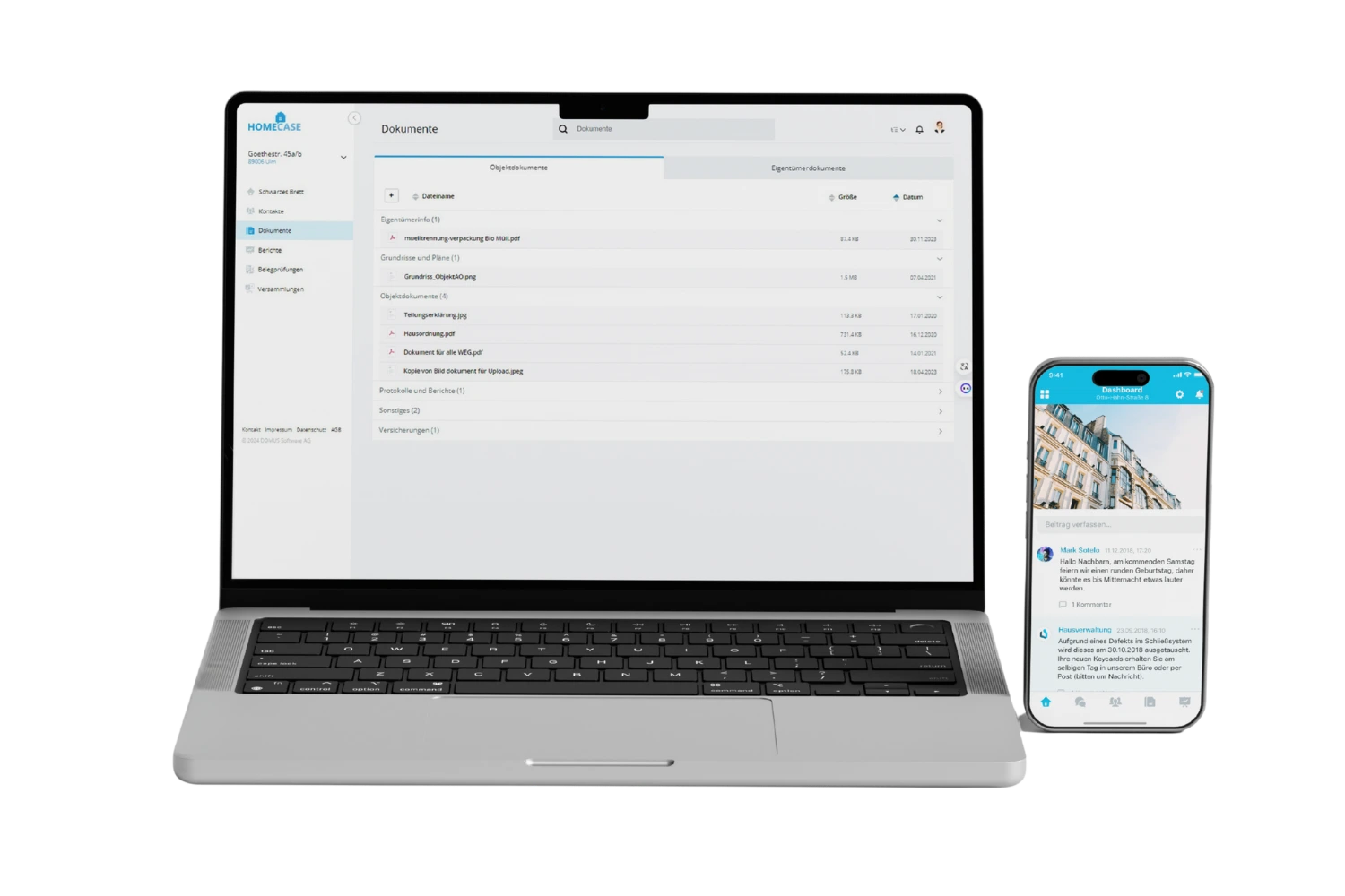 Erstverwaltung Bauträger Ruhrgebiet – HOMECASE Portal Screenshot Erstverwaltung | Immo-Business GmbH Essen Erstverwaltung Bauträger Ruhrgebiet – HOMECASE Software – digitale WEG-Verwaltung und Erstverwaltung Bauträger